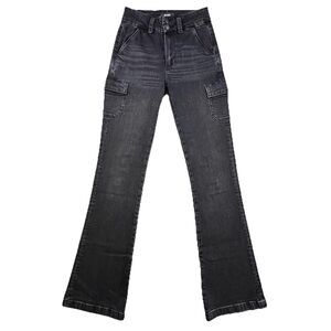 Paige Jeans Size 24 (24x34) Dion High Rise Flare Cargo Oblivion Black Denim